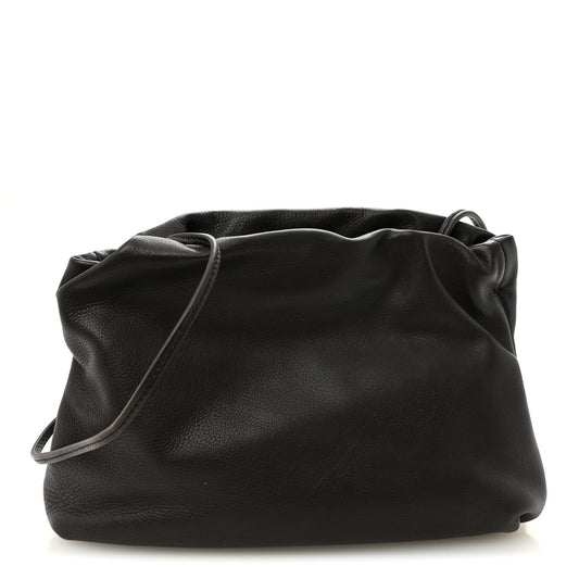 Grained Calfskin Bourse Clutch Dark Brown
