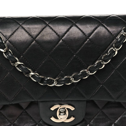 Lambskin Quilted Medium Double Flap Black