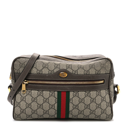GG Supreme Monogram Web Small Ophidia Shoulder Bag Brown
