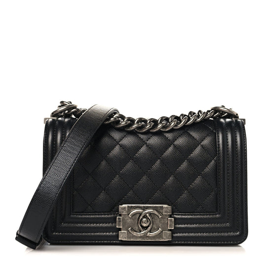 Caviar Quilted Small Boy Flap Black