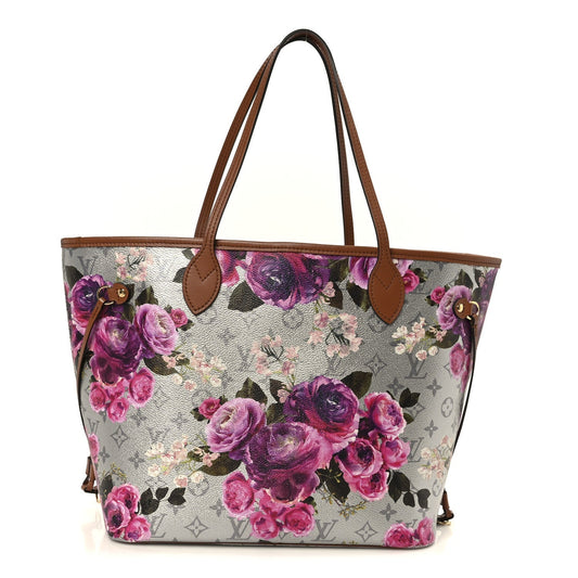 Metallic Monogram LV Garden Neverfull MM Silver