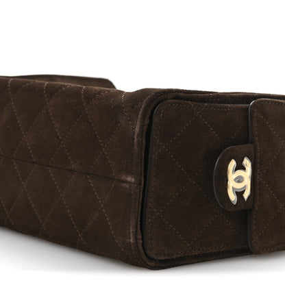 Suede Quilted Mini Chanel 25 Handbag Dark Brown