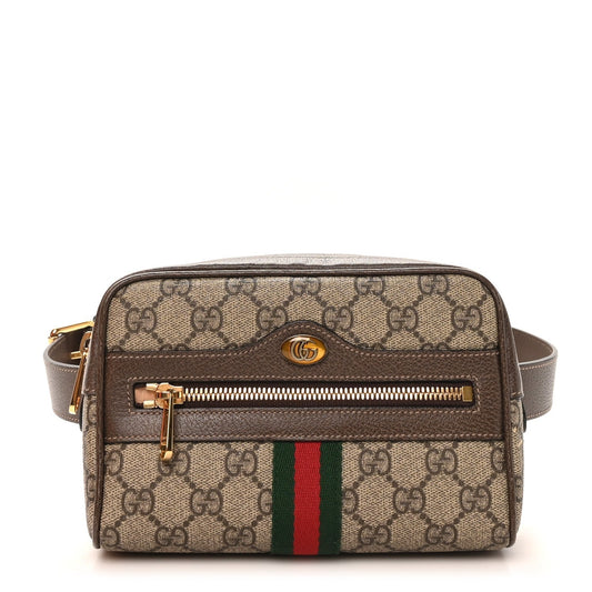 GG Supreme Monogram Web Small Ophidia Belt Bag 85 34 Dark Brown
