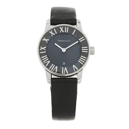 Stainless Steel Calfskin 29mm Atlas 2-Hand Quartz Watch Black