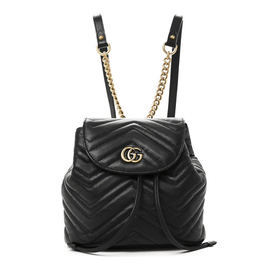 Calfskin Matelasse GG Marmont Flap Backpack Black