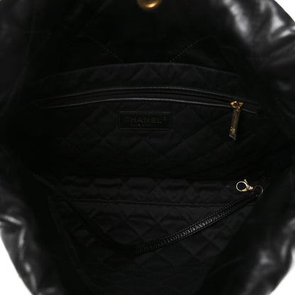 Shiny Calfskin Quilted Small Chanel 22 Black