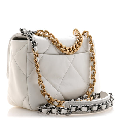Goatskin Quilted Medium Chanel 19 Flap White