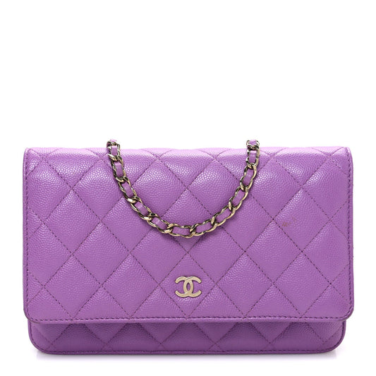 Caviar Quilted Wallet On Chain WOC Purple