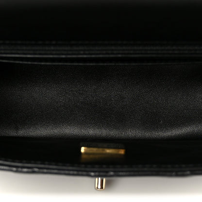 Lambskin Quilted Mini Square Flap Black