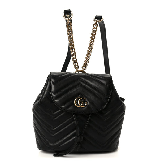 Calfskin Matelasse GG Marmont Flap Backpack Black