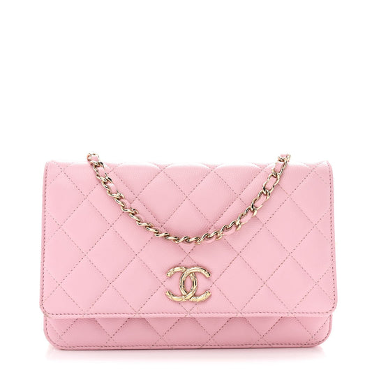 Caviar Quilted Wallet on Chain WOC Light Pink