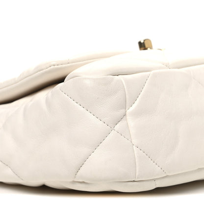 Goatskin Quilted Medium Chanel 19 Flap White
