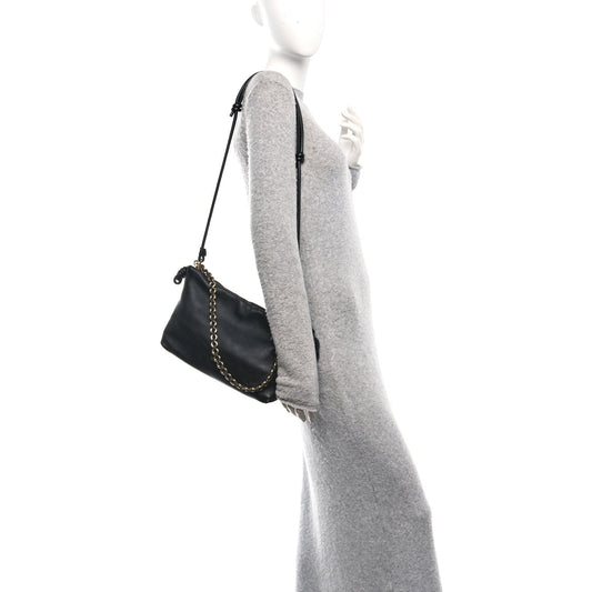 Mellow Nappa Medium Donut Chain Flamenco Knot Clutch Black