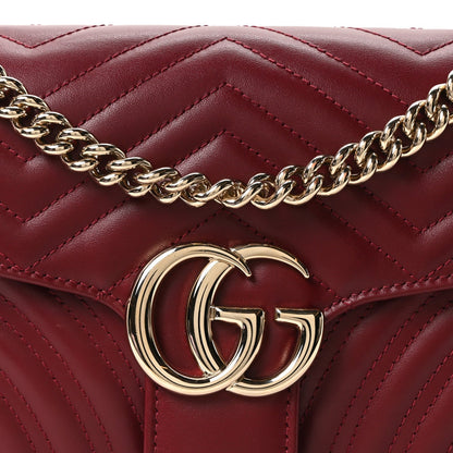 Calfskin Matelasse Small GG Marmont Shoulder Bag Ancora Red