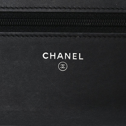Patent Calfskin Quilted Boy Wallet On Chain WOC Black