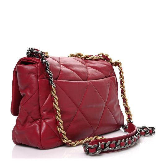 Lambskin Quilted Large Chanel 19 Flap Red