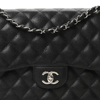 Caviar Quilted Jumbo Double Flap Black