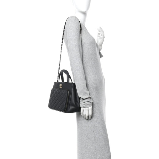 Caviar Quilted Small Business Affinity Shopping Bag Black