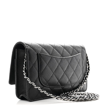 Caviar Quilted Wallet on Chain WOC Black