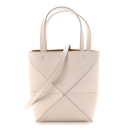 Grained Calfskin Mini Puzzle Fold Light Ghost