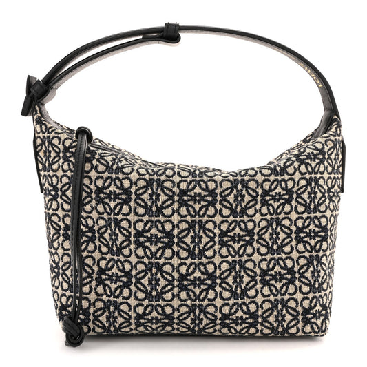 Jacquard Anagram Calfskin Small Cubi Bag Navy Black