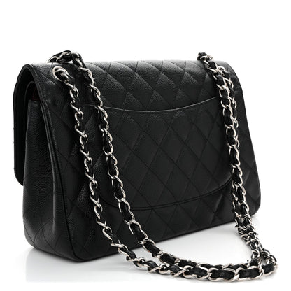 Caviar Quilted Jumbo Double Flap Black