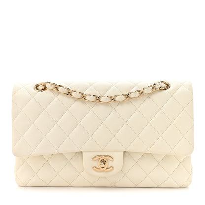 Caviar Quilted Medium Double Flap White
