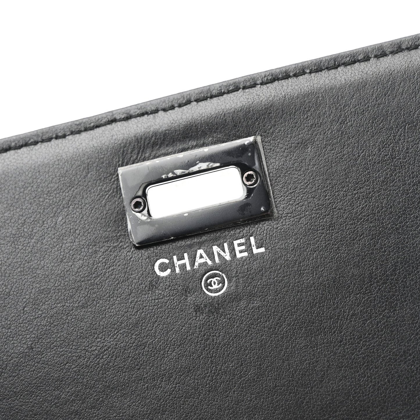 Aged Calfskin Chevron Quilted Reissue 2.55 Square Wallet On Chain WOC So Black