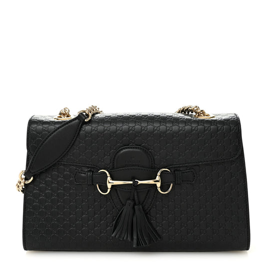 Microguccissima Medium Emily Chain Shoulder Bag Black