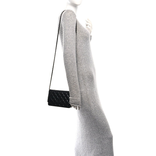 Lambskin Quilted Wallet On Chain WOC So Black