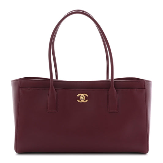 Calfskin Archetype Small Shopping Tote Dark Burgundy