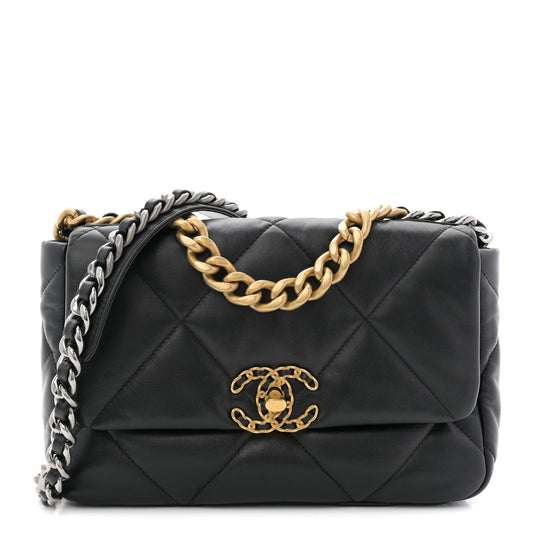 Lambskin Quilted Medium Chanel 19 Flap Black