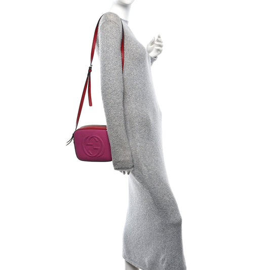 Dollar Calfskin Bi-Color Small Soho Disco Bag New Rosette Hibiscus Red