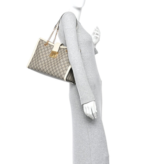 GG Supreme Monogram Medium Padlock Tote White