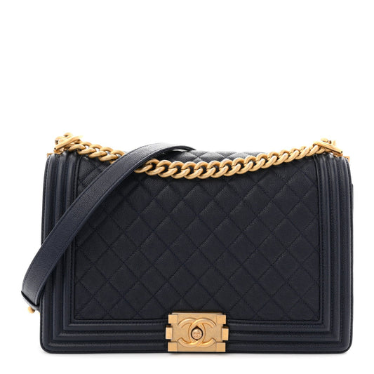 Caviar Quilted New Medium Boy Flap Blue