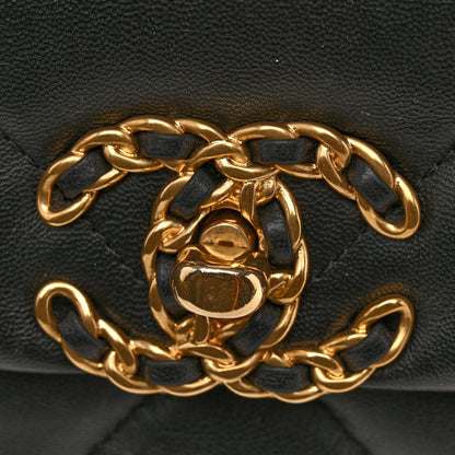 Shiny Goatskin Quilted Medium Chanel 19 Flap Black