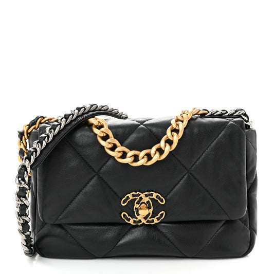 Lambskin Quilted Medium Chanel 19 Flap Black
