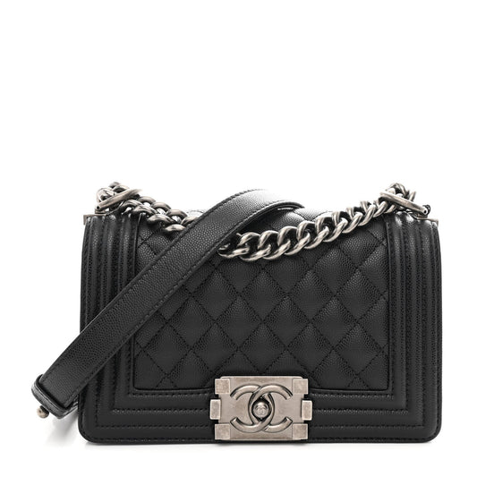 Caviar Quilted Small Boy Flap Black