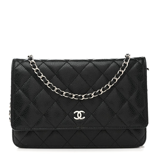 Caviar Quilted Wallet On Chain WOC Black