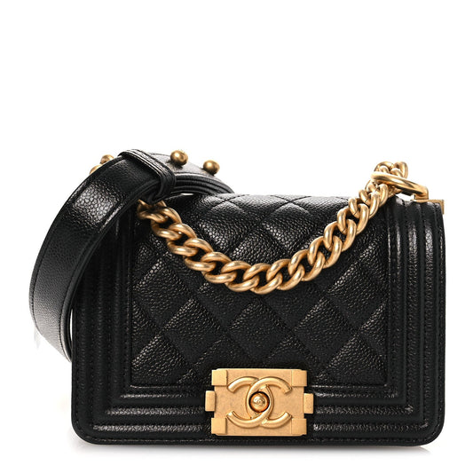 Caviar Quilted Mini Boy Flap Black