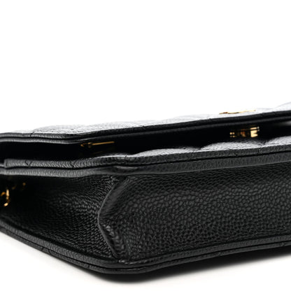 Caviar Quilted Wallet on Chain WOC Black