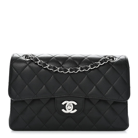 Caviar Quilted Small Double Flap Black