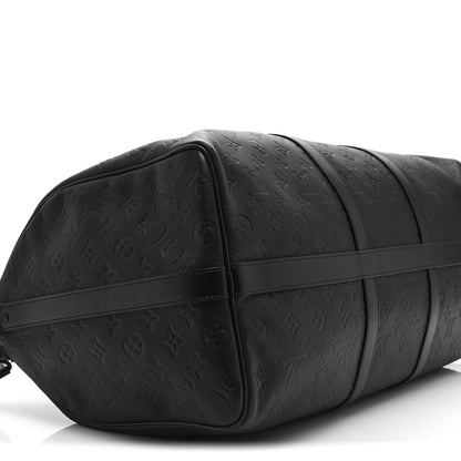 Calfskin Shadow Monogram Keepall Bandouliere 50 Black