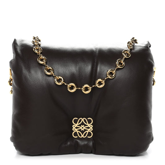 Lambskin Goya Puffer Bag Dark Chocolate