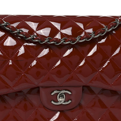 Patent Quilted Jumbo Double Flap Dark Red