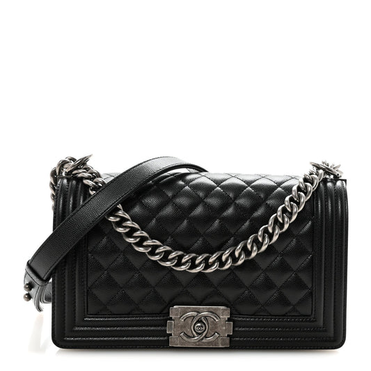 Caviar Quilted Medium Boy Flap Black