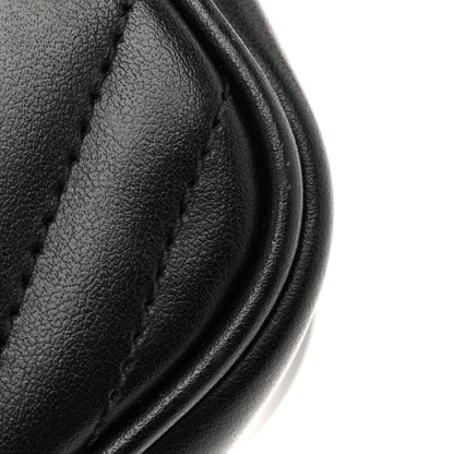 Calfskin Matelasse Monochrome Small GG Marmont Chain Shoulder Bag Black