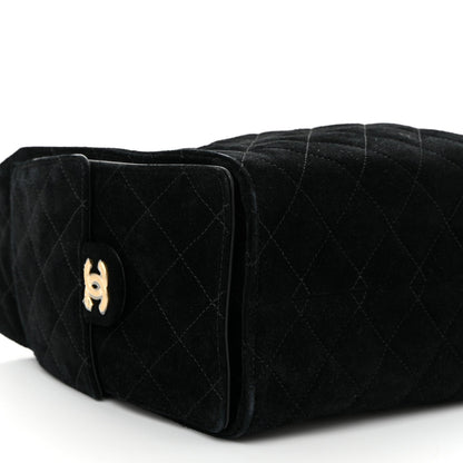 Suede Quilted Small Chanel 25 Handbag Black