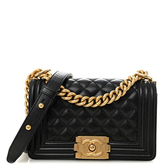 Caviar Quilted Small Boy Flap Black