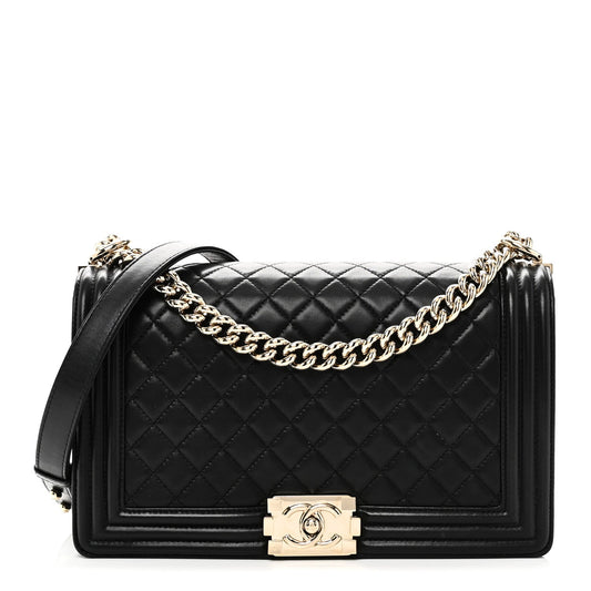 Lambskin Quilted New Medium Boy Flap Black
